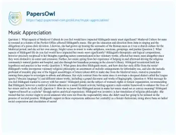 Essay on Music Appreciation