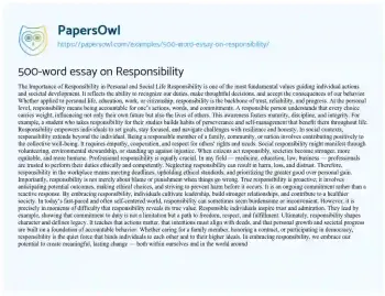 Essay on 500-word Essay on Responsibility