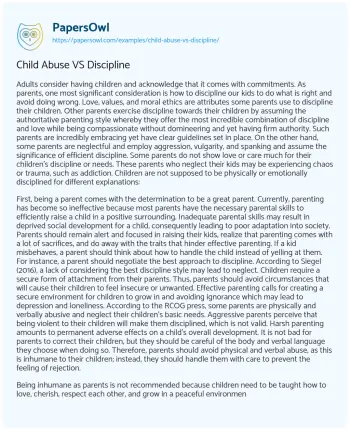 Essay on Child Abuse VS Discipline