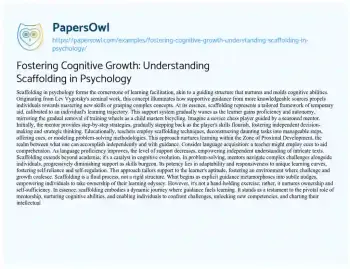 Essay on Fostering Cognitive Growth: Understanding Scaffolding in Psychology