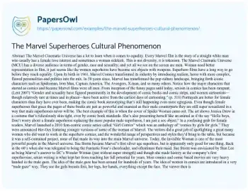 Essay on The Marvel Superheroes Cultural Phenomenon