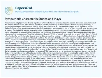 Essay on Sympathetic Character in Stories and Plays