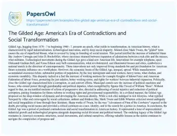 Essay on The Gilded Age: America’s Era of Contradictions and Social Transformation