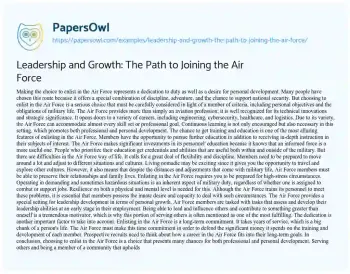 Essay on Leadership and Growth: the Path to Joining the Air Force