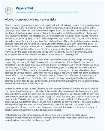 Essay on Alcohol Consumption and Cancer Risks