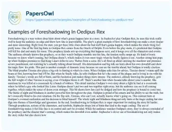 Essay on Examples of Foreshadowing in Oedipus Rex