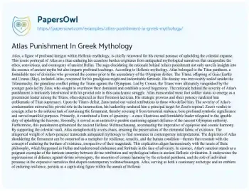 Essay on Atlas Punishment in Greek Mythology