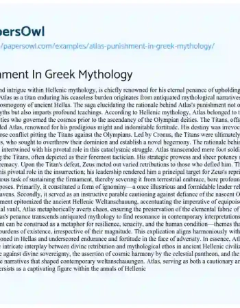 Essay on Atlas Punishment in Greek Mythology