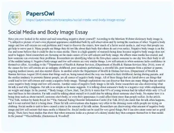 Essay on Social Media and Body Image Essay