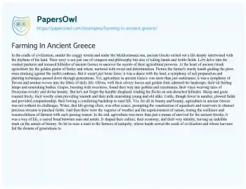 Essay on Farming in Ancient Greece