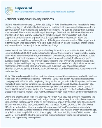 Essay on Criticism is Important in any Business