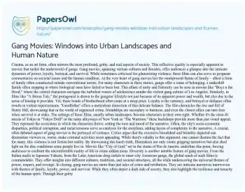 Essay on Gang Movies: Windows into Urban Landscapes and Human Nature