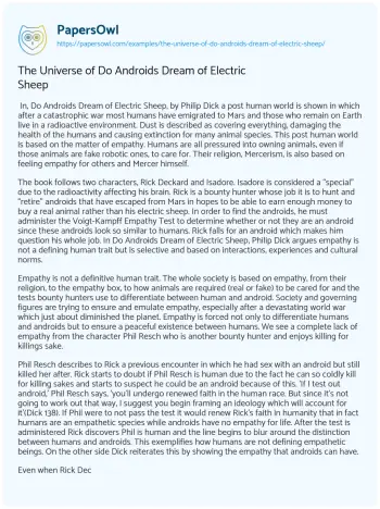 Essay on The Universe of do Androids Dream of Electric Sheep