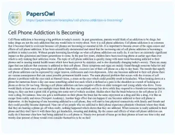 Essay on The Growing Problem of Cell Phone Dependency