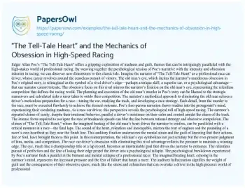 Essay on “The Tell-Tale Heart” and the Mechanics of Obsession in High-Speed Racing