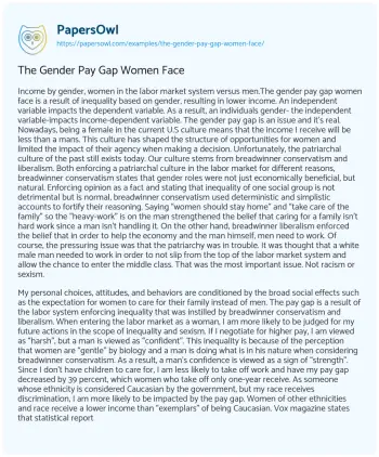 Essay on The Gender Pay Gap Women Face