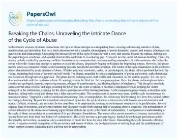 Essay on Breaking the Chains: Unraveling the Intricate Dance of the Cycle of Abuse