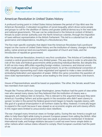 Essay on American Revolution in United States History