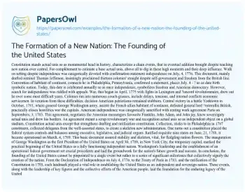 Essay on The Formation of a New Nation: the Founding of the United States