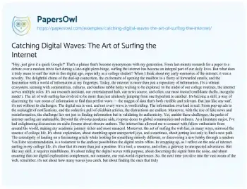 Essay on Catching Digital Waves: the Art of Surfing the Internet