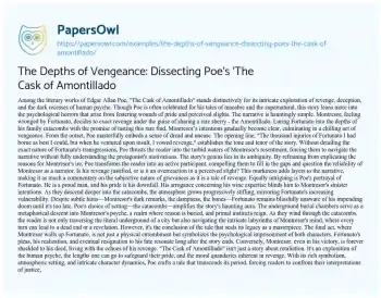 Essay on The Depths of Vengeance: Dissecting Poe’s ‘The Cask of Amontillado