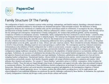 Essay on Family Structure of the Family