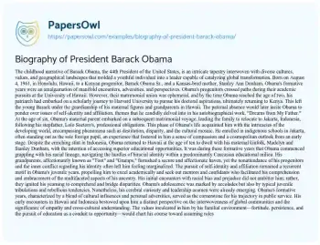 Essay on Biography of President Barack Obama