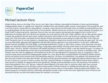 Essay on Michael Jackson Hero