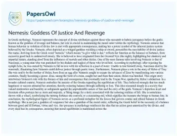 Essay on Nemesis: Goddess of Justice and Revenge