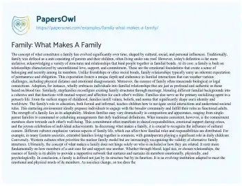 Essay on Family: what Makes a Family