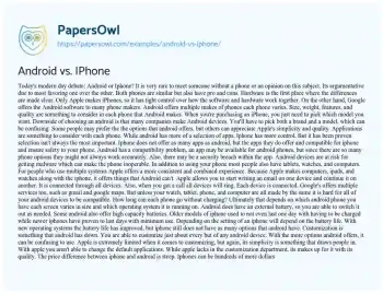 Essay on IPhone Vs Android: the Modern-Day Debate