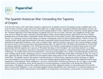 Essay on The Spanish-American War: Unraveling the Tapestry of Empire