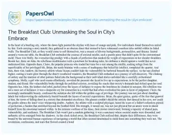 Essay on The Breakfast Club: Unmasking the Soul in City’s Embrace