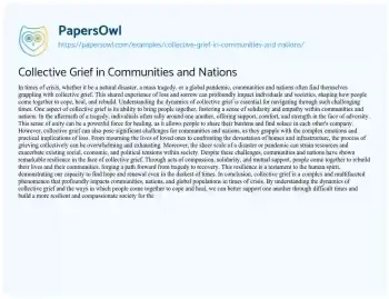 Essay on Collective Grief in Communities and Nations