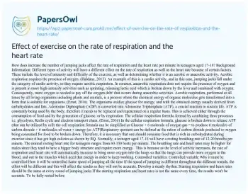 Essay on Effect of Exercise on the Rate of Respiration and the Heart Rate