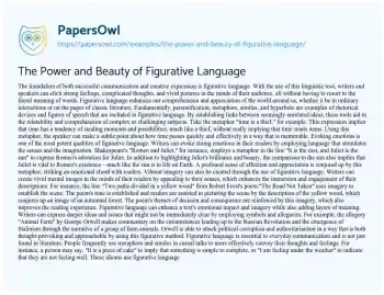 Essay on The Power and Beauty of Figurative Language