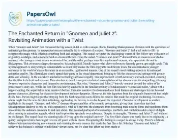 Essay on The Enchanted Return in “Gnomeo and Juliet 2”: Revisiting Animation with a Twist