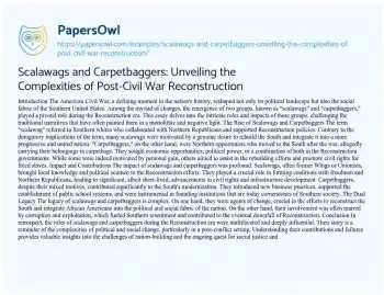 Essay on Scalawags and Carpetbaggers: Unveiling the Complexities of Post-Civil War Reconstruction