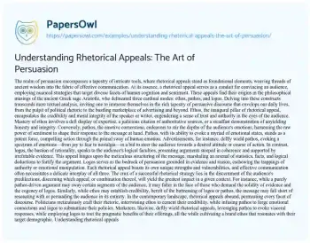 Essay on Understanding Rhetorical Appeals: the Art of Persuasion