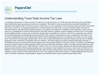 Essay on Understanding Texas State Income Tax Laws