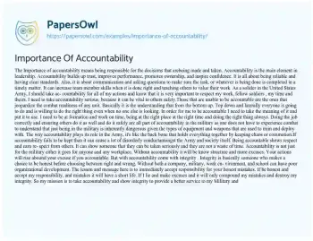 Essay on Importance of Accountability