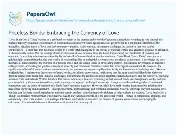 Essay on Priceless Bonds: Embracing the Currency of Love