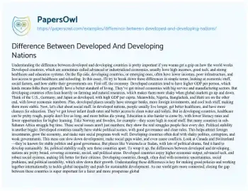 Essay on Difference between Developed and Developing Nations