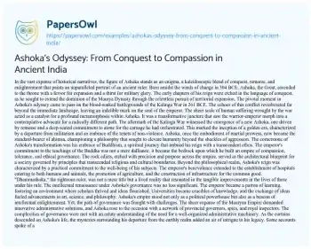 Essay on Ashoka’s Odyssey: from Conquest to Compassion in Ancient India