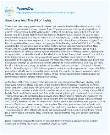 Essay on Americans and the Bill of Rights