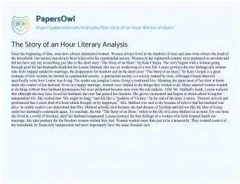 Essay on The Story of an Hour Literary Analysis