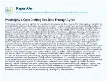 Essay on Philosophy J. Cole: Crafting Realities through Lyrics