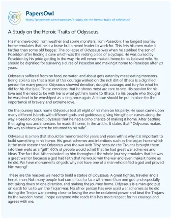 Essay on A Study on the Heroic Traits of Odysseus