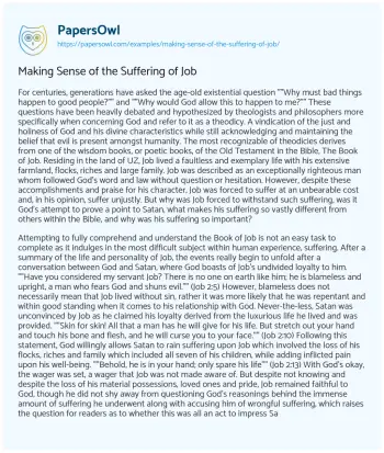 Essay on Making Sense of the Suffering of Job