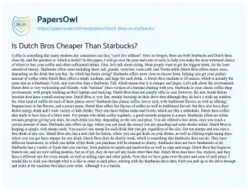 Essay on Is Dutch Bros Cheaper than Starbucks?